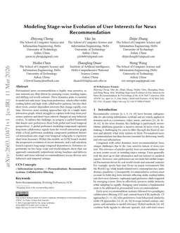 Modeling Stage-wise Evolution of User Interests for News Recommendation