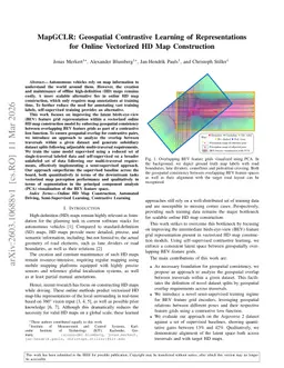 MapGCLR: Geospatial Contrastive Learning of Representations for Online Vectorized HD Map Construction