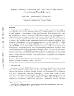 Beyond Accuracy: Reliability and Uncertainty Estimation in Convolutional Neural Networks