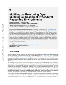 Multilingual Reasoning Gym: Multilingual Scaling of Procedural Reasoning Environments