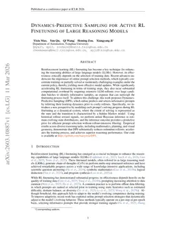 Dynamics-Predictive Sampling for Active RL Finetuning of Large Reasoning Models