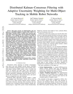 Distributed Kalman--Consensus Filtering with Adaptive Uncertainty Weighting for Multi-Object Tracking in Mobile Robot Networks