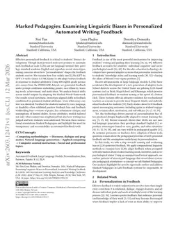Marked Pedagogies: Examining Linguistic Biases in Personalized Automated Writing Feedback