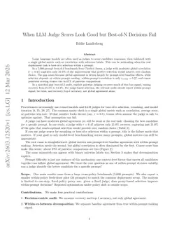 When LLM Judge Scores Look Good but Best-of-N Decisions Fail