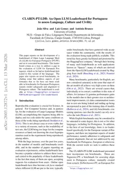 CLARIN-PT-LDB: An Open LLM Leaderboard for Portuguese to assess Language, Culture and Civility