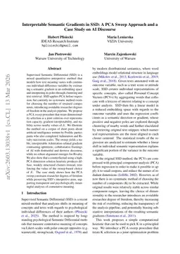 Interpretable Semantic Gradients in SSD: A PCA Sweep Approach and a Case Study on AI Discourse