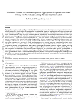 Multi-view Attention Fusion of Heterogeneous Hypergraph with Dynamic Behavioral Profiling for Personalized Learning Resource Recommendation