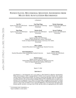 Patient-Level Multimodal Question Answering from Multi-Site Auscultation Recordings