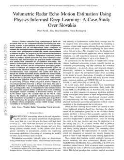 Volumetric Radar Echo Motion Estimation Using Physics-Informed Deep Learning: A Case Study Over Slovakia