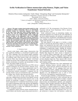 Scribe Verification in Chinese manuscripts using Siamese, Triplet, and Vision Transformer Neural Networks