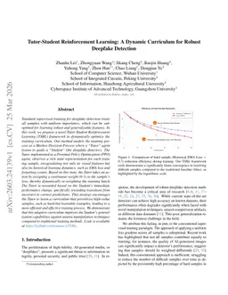 Tutor-Student Reinforcement Learning: A Dynamic Curriculum for Robust Deepfake Detection