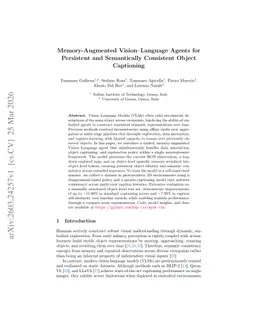 Memory-Augmented Vision-Language Agents for Persistent and Semantically Consistent Object Captioning