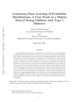 Continuous-Time Learning of Probability Distributions: A Case Study in a Digital Trial of Young Children with Type 1 Diabetes