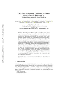 TAG: Target-Agnostic Guidance for Stable Object-Centric Inference in Vision-Language-Action Models