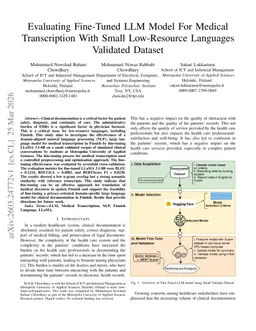 Evaluating Fine-Tuned LLM Model For Medical Transcription With Small Low-Resource Languages Validated Dataset