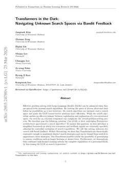 Transformers in the Dark: Navigating Unknown Search Spaces via Bandit Feedback