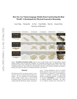 How Far Are Vision-Language Models from Constructing the Real World? A Benchmark for Physical Generative Reasoning