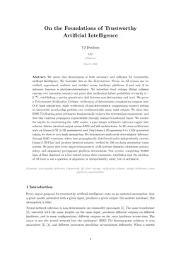 On the Foundations of Trustworthy Artificial Intelligence