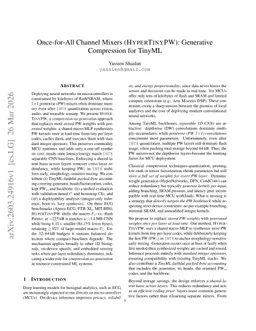 Once-for-All Channel Mixers (HYPERTINYPW): Generative Compression for TinyML