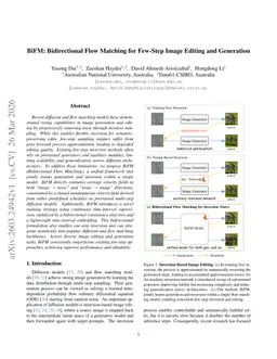 BiFM: Bidirectional Flow Matching for Few-Step Image Editing and Generation