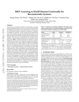 DIET: Learning to Distill Dataset Continually for Recommender Systems
