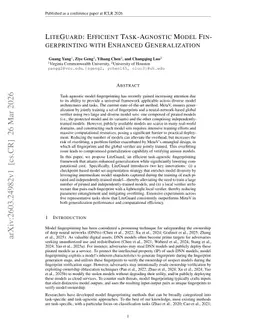 LiteGuard: Efficient Task-Agnostic Model Fingerprinting with Enhanced Generalization