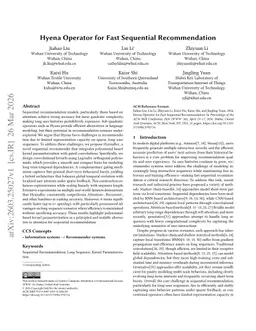 Hyena Operator for Fast Sequential Recommendation