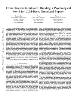 From Stateless to Situated: Building a Psychological World for LLM-Based Emotional Support