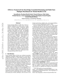 OMIND: Framework for Knowledge Grounded Finetuning and Multi-Turn Dialogue Benchmark for Mental Health LLMs