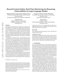 Beyond Content Safety: Real-Time Monitoring for Reasoning Vulnerabilities in Large Language Models