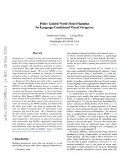 Policy-Guided World Model Planning for Language-Conditioned Visual Navigation
