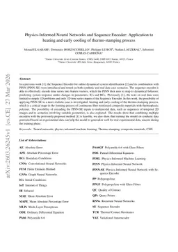 Physics-Informed Neural Networks and Sequence Encoder: Application to heating and early cooling of thermo-stamping process