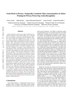 From Pixels to Privacy: Temporally Consistent Video Anonymization via Token Pruning for Privacy Preserving Action Recognition