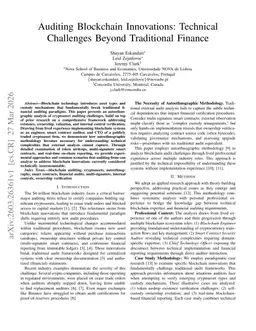 Auditing Blockchain Innovations: Technical Challenges Beyond Traditional Finance