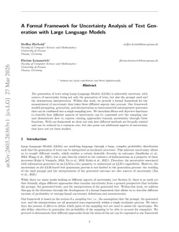 A Formal Framework for Uncertainty Analysis of Text Generation with Large Language Models