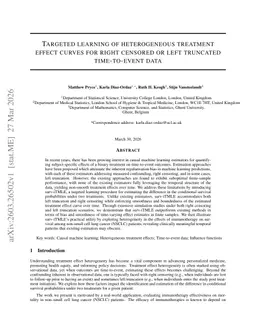 Targeted learning of heterogeneous treatment effect curves for right censored or left truncated time-to-event data
