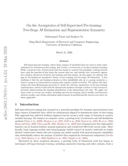 On the Asymptotics of Self-Supervised Pre-training: Two-Stage M-Estimation and Representation Symmetry