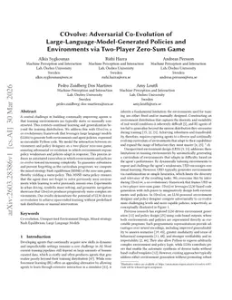 COvolve: Adversarial Co-Evolution of Large-Language-Model-Generated Policies and Environments via Two-Player Zero-Sum Game