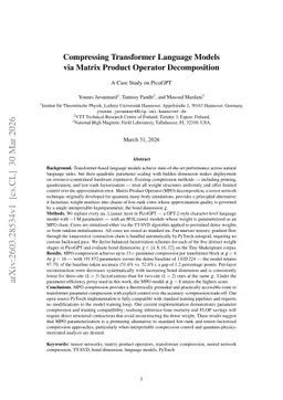 Compressing Transformer Language Models via Matrix Product Operator Decomposition: A Case Study on PicoGPT