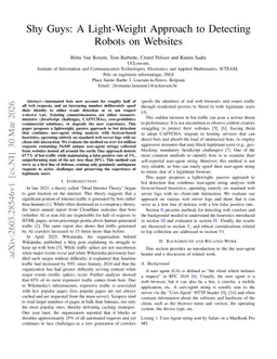 Shy Guys: A Light-Weight Approach to Detecting Robots on Websites