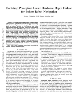 Bootstrap Perception Under Hardware Depth Failure for Indoor Robot Navigation