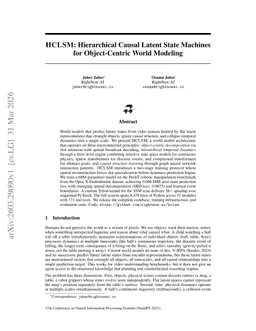 HCLSM: Hierarchical Causal Latent State Machines for Object-Centric World Modeling