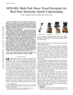 M2H-MX: Multi-Task Dense Visual Perception for Real-Time Monocular Spatial Understanding