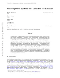 Reasoning-Driven Synthetic Data Generation and Evaluation
