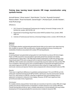 Training deep learning based dynamic MR image reconstruction using synthetic fractals