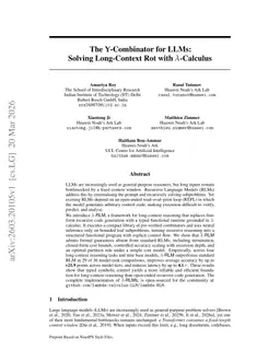 The $\mathbf{Y}$-Combinator for LLMs: Solving Long-Context Rot with $λ$-Calculus