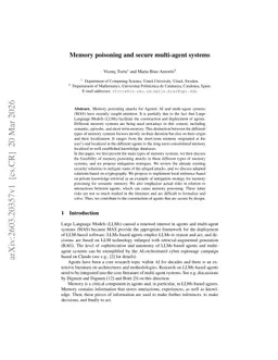 Memory poisoning and secure multi-agent systems