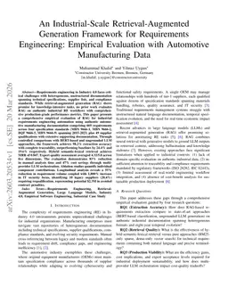 An Industrial-Scale Retrieval-Augmented Generation Framework for Requirements Engineering: Empirical Evaluation with Automotive Manufacturing Data
