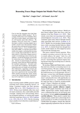 Reasoning Traces Shape Outputs but Models Won't Say So