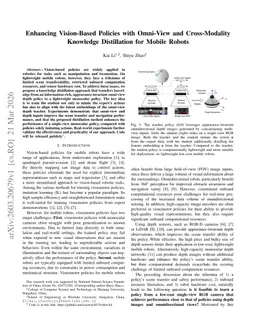 Enhancing Vision-Based Policies with Omni-View and Cross-Modality Knowledge Distillation for Mobile Robots